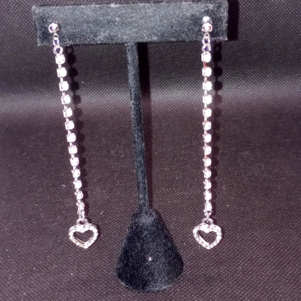 Beautiful 😍 Long Diamond heart's Earrings